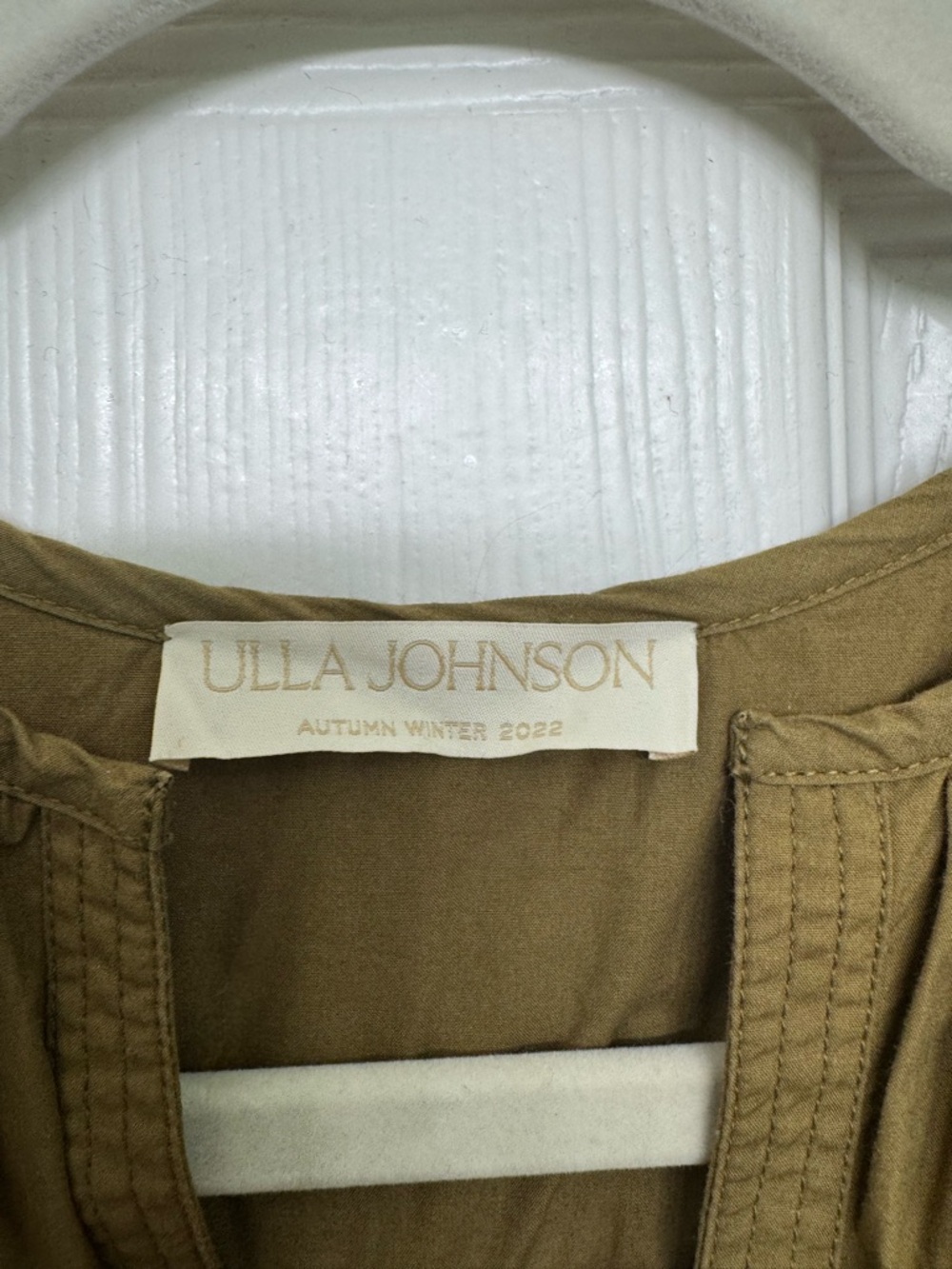 Ulla Johnson Rosa Dress Tiered Long Sleeve Mini Dress in Olive - Picture 8 of 9